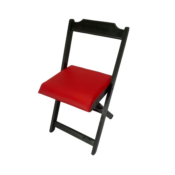 Conjunto Mesa Dobrável 70x70 com 4 Cadeiras Estofadas - Vermelho