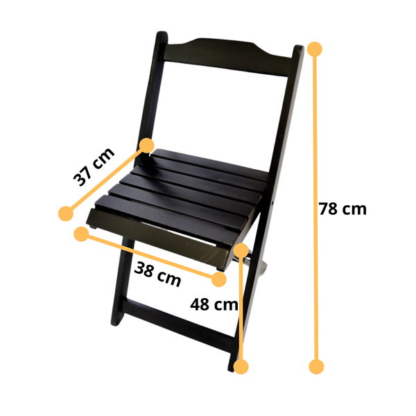 Conjunto Mesa Dobrável 70x70 com 4 Cadeiras - Preta